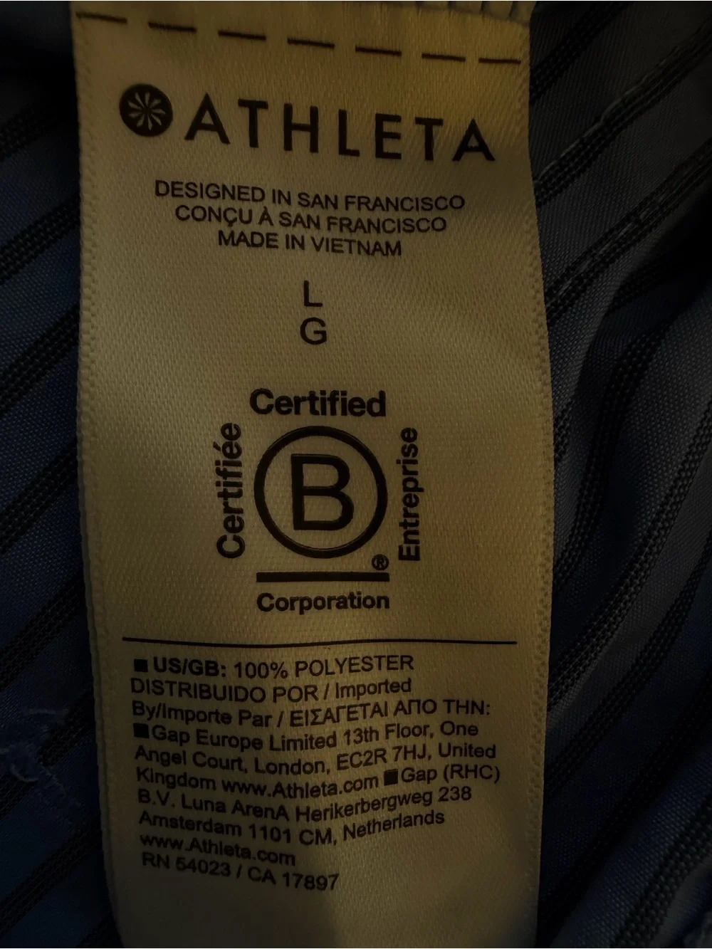 Athleta Striped Pull-On Shorts Large Blue Gray Drawstring 3” Inseam